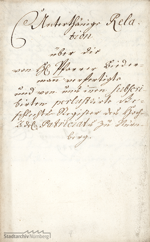Prüfung des von Pfarrer Johann Gottfried Biedermann herausgegebenen Geschlechtsregisters des Nürnberger Patriziats