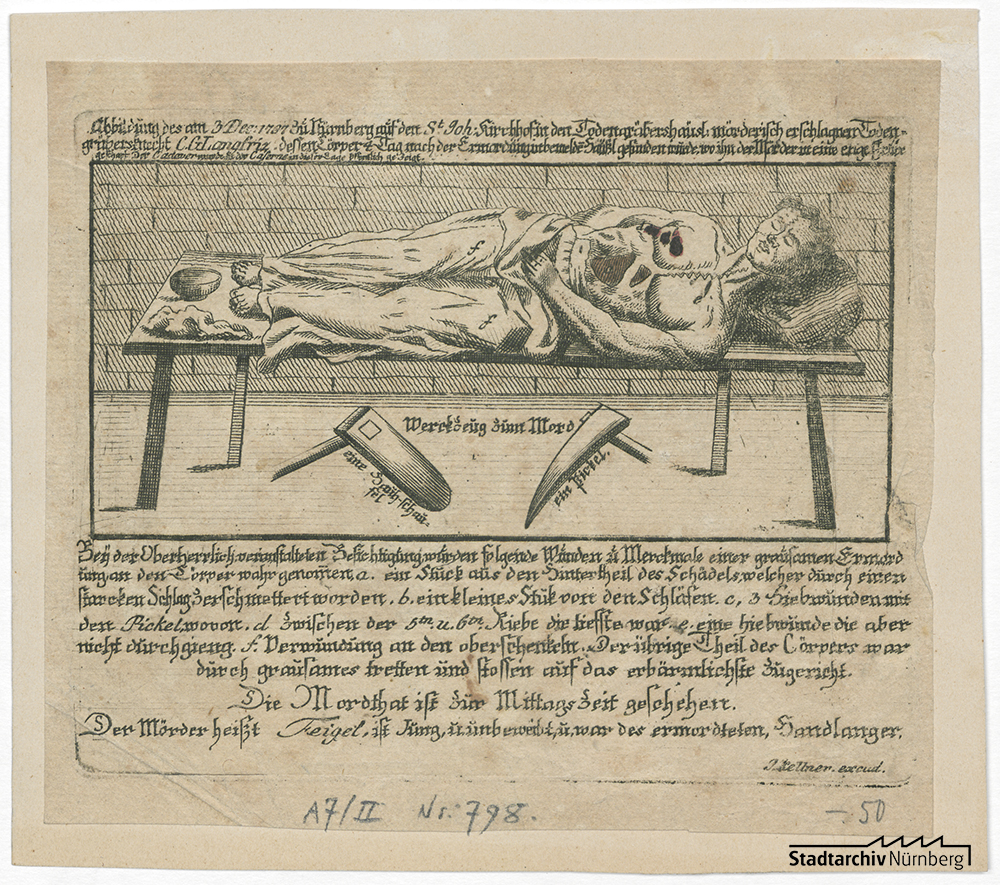 Flugblatt zum Mord an dem Totengräbersknecht