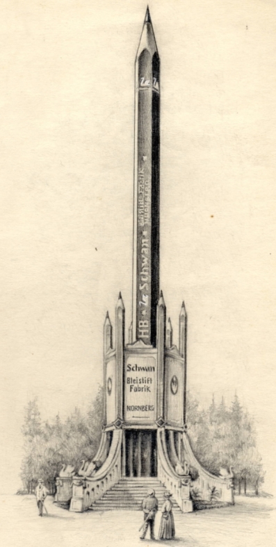 Bleistiftzeichnung vom Riesenbleistift, 1928